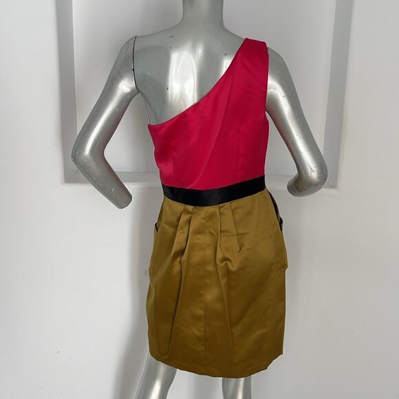 Max and Cleo Color Block One Shoulder  Woven Cocktail Jane Dress Size 10 - Picture 3 of 10